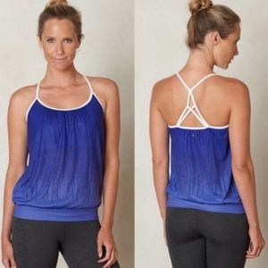 Prana Meadow Strappy Back Tank Top Built in Bra S Purple White